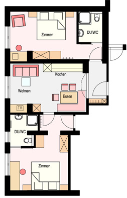 Grundriss Apartment im Haus Handle in Kappl